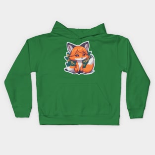 cute foxy girl with flowers Kids Hoodie